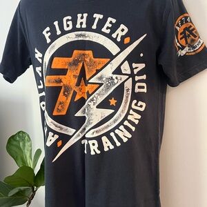 American Fighter Navy Tee with Orange and White Graphics
